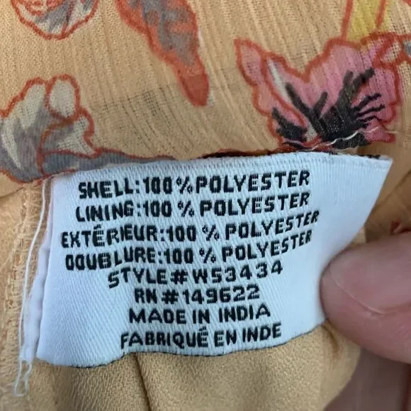 Walter Baker Medium Yellow Floral Blouse Cropped puff sleeve - Picture 4 of 4